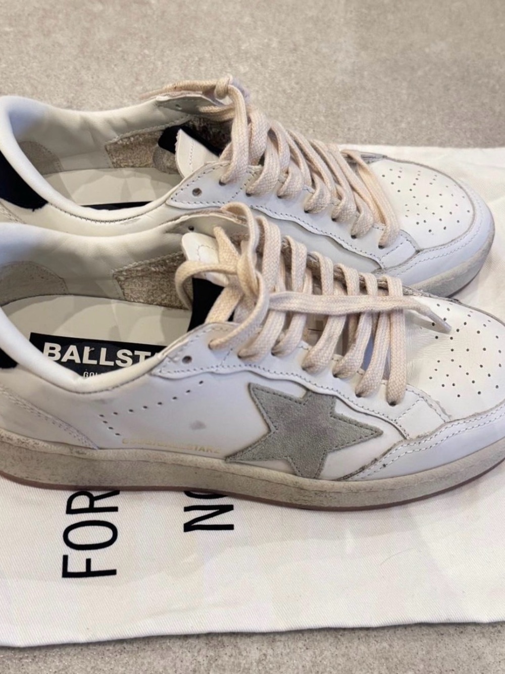 Brand new Golden Goose White Leather Sneakers with Gray Star Accent